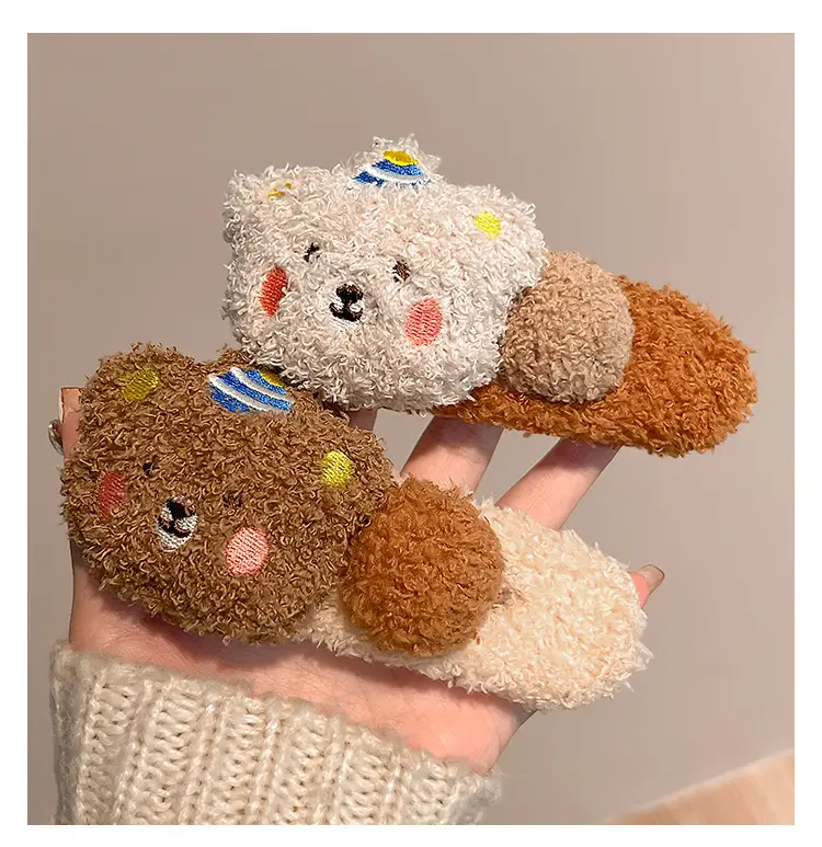 Cute Plush Bear Hairpin Clip for Girls Large Bangs — feature 8