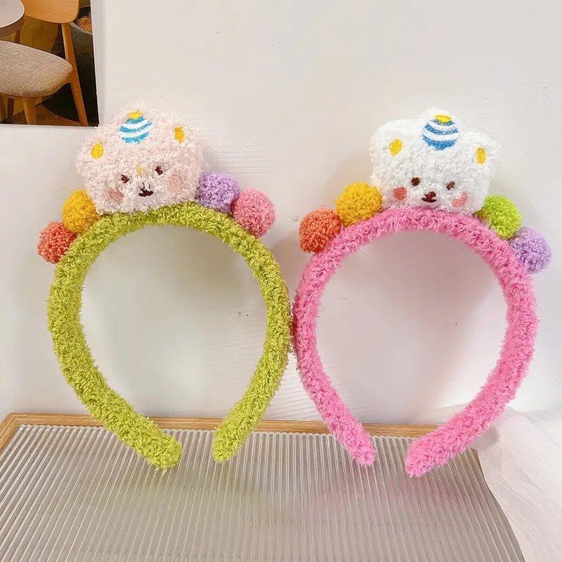 Plush Bear Headband for Girls Autumn Winter
