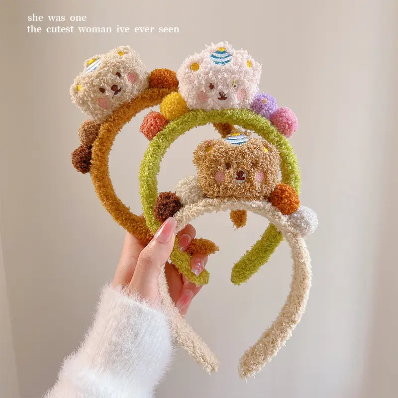 Plush Bear Headband for Girls Autumn Winter