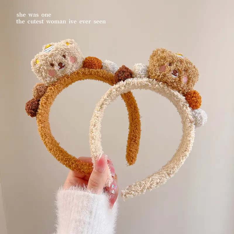 Plush Bear Headband for Girls Autumn Winter