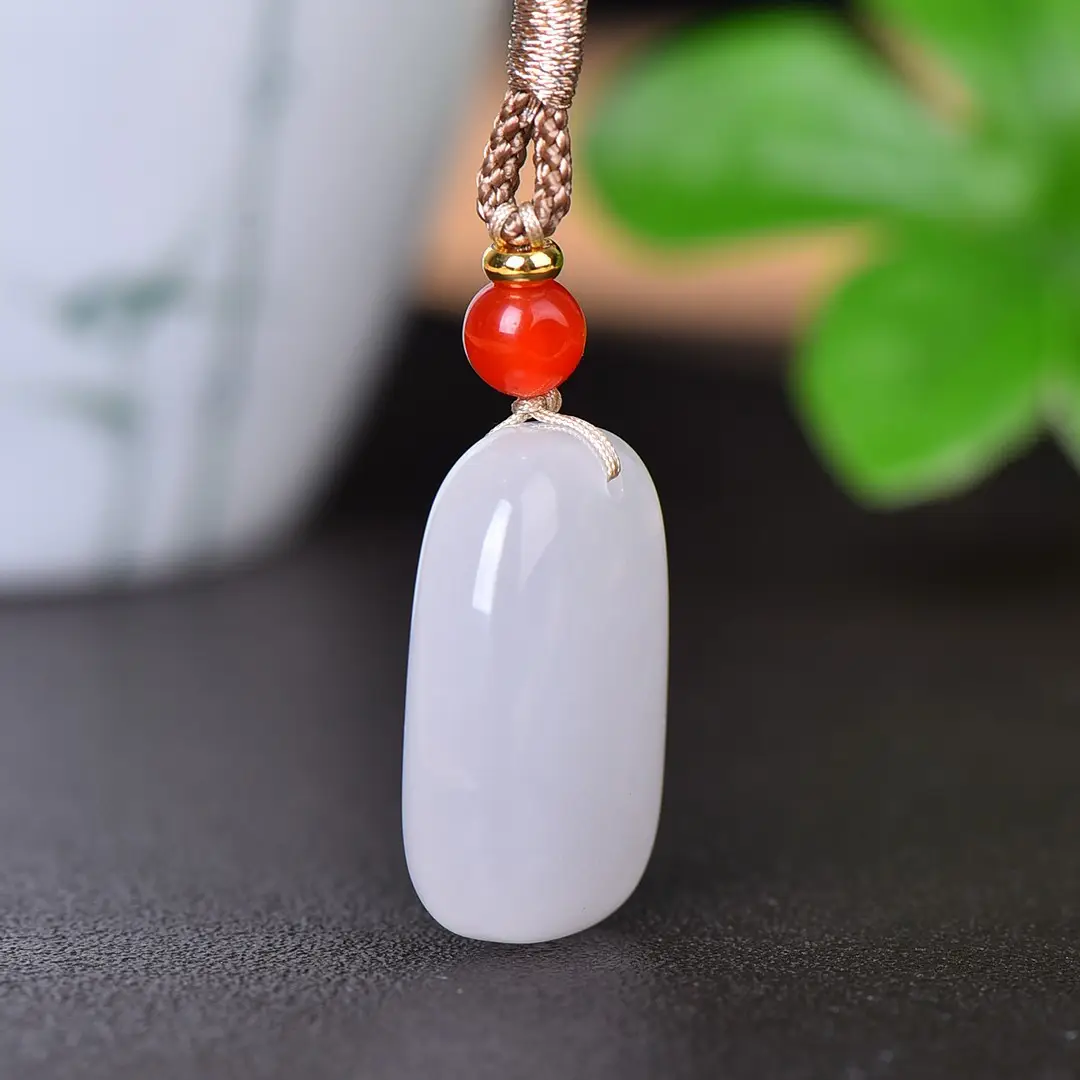 Gold Jade Pendant with Red Bead for Women - Image 3