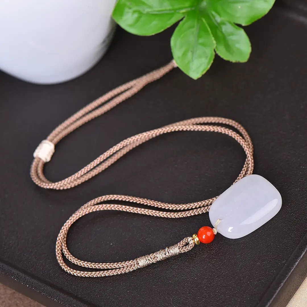 Gold Jade Pendant with Red Bead for Women - Image 4