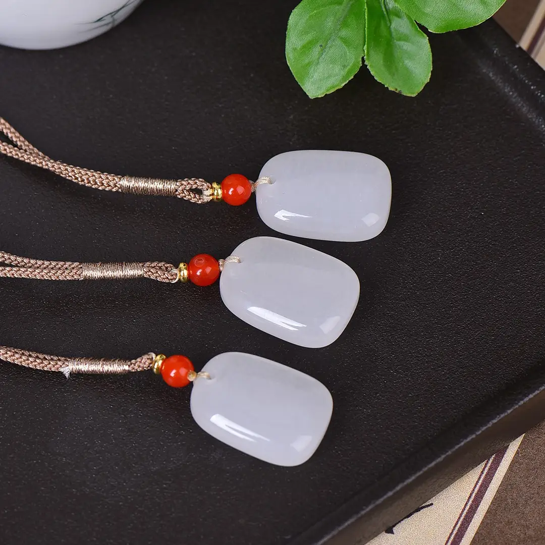 Gold Jade Pendant with Red Bead for Women — feature 7