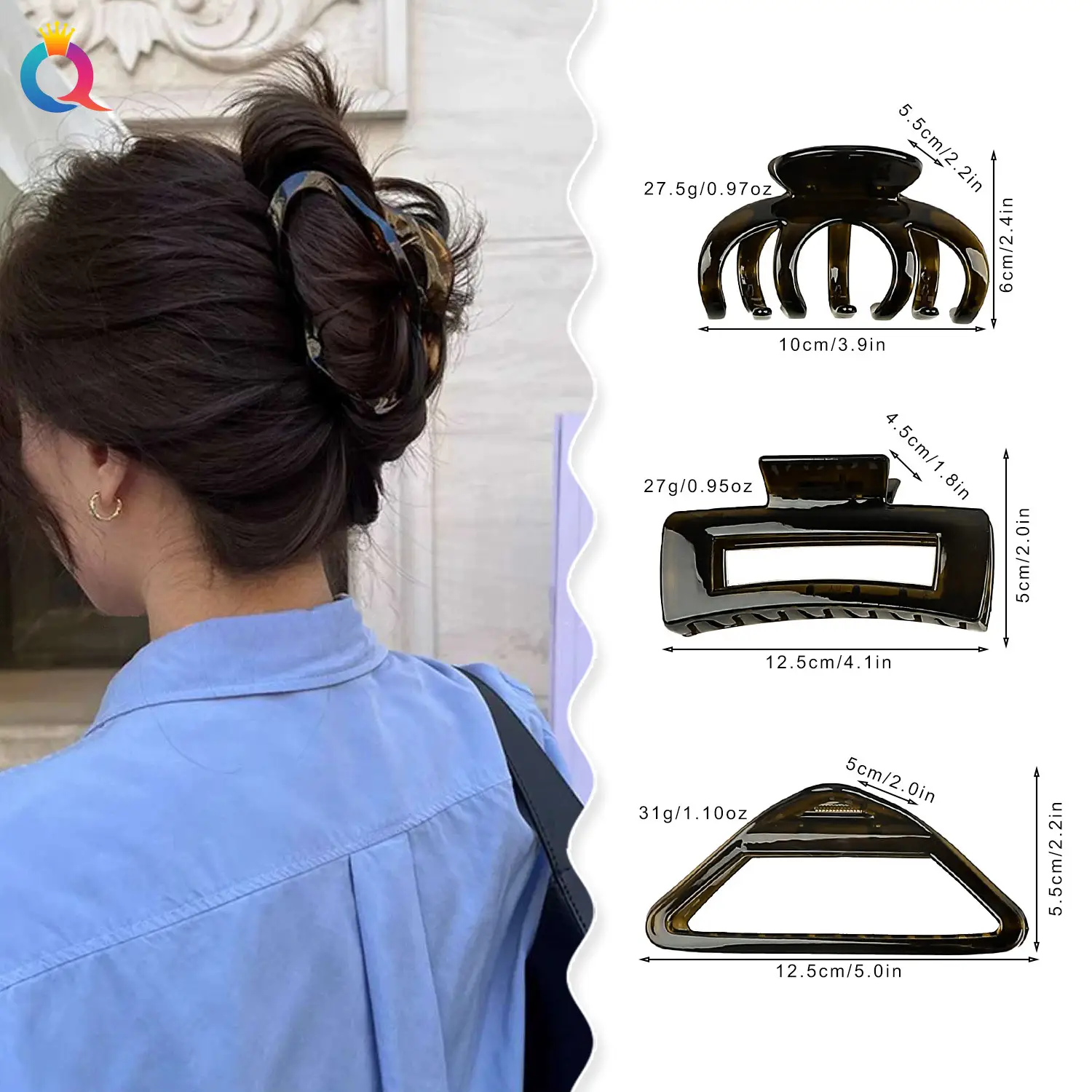 Dark Brown Shark Hair Clip for Women High Grade Grip - Image 9