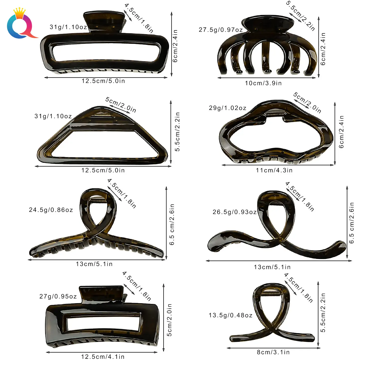 Dark Brown Shark Hair Clip for Women High Grade Grip — feature 18
