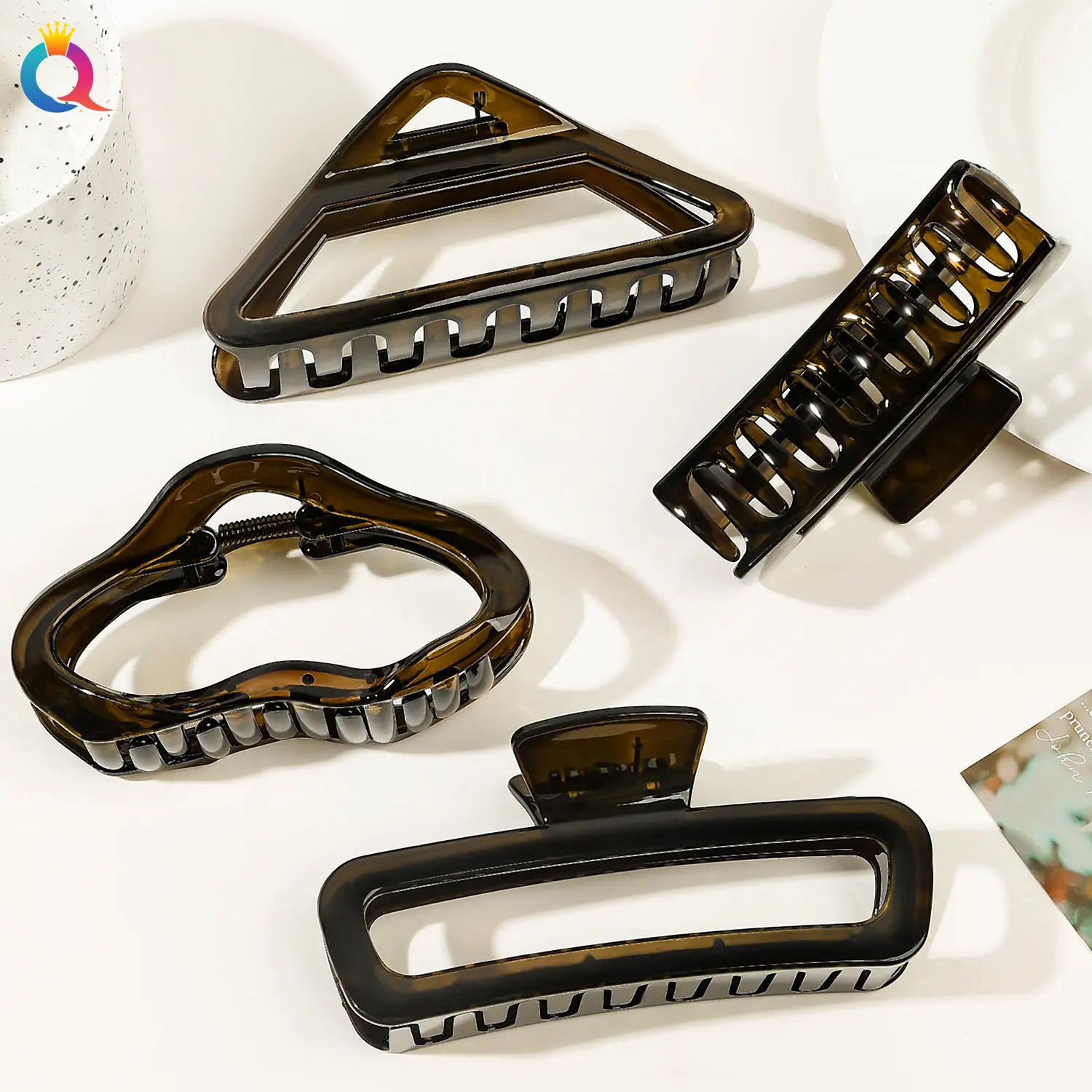 Dark Brown Shark Hair Clip for Women High Grade Grip — feature 22