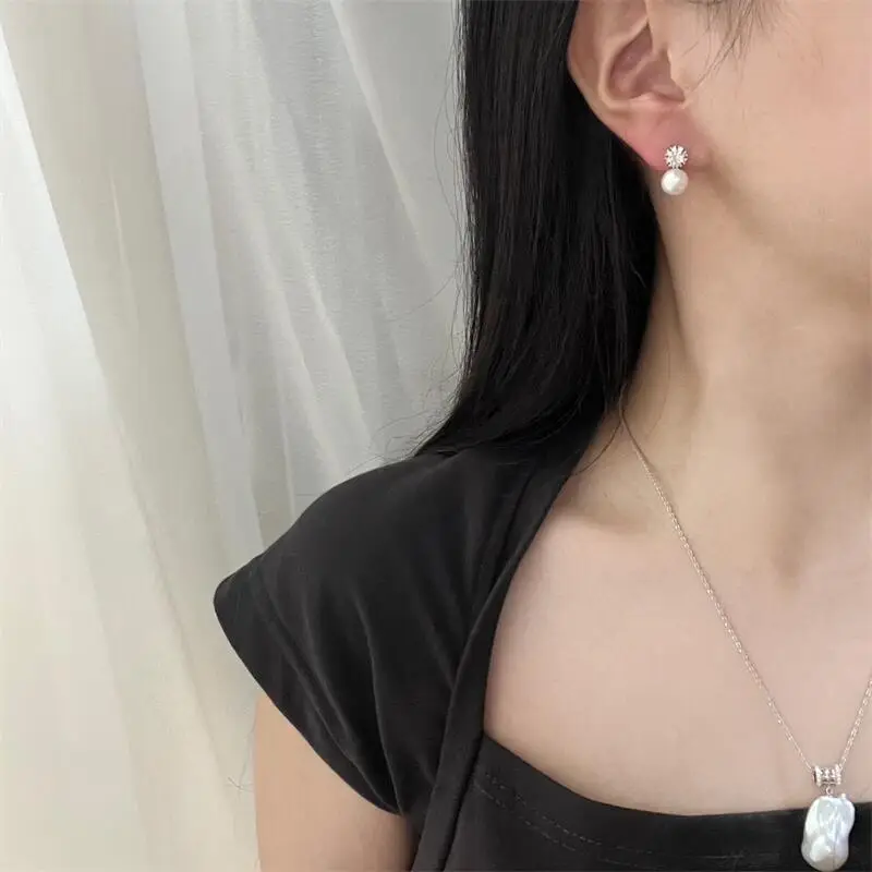 New Freshwater Pearl Earrings S925 Silver Needle Anti-Sensitive All-Match - Image 2