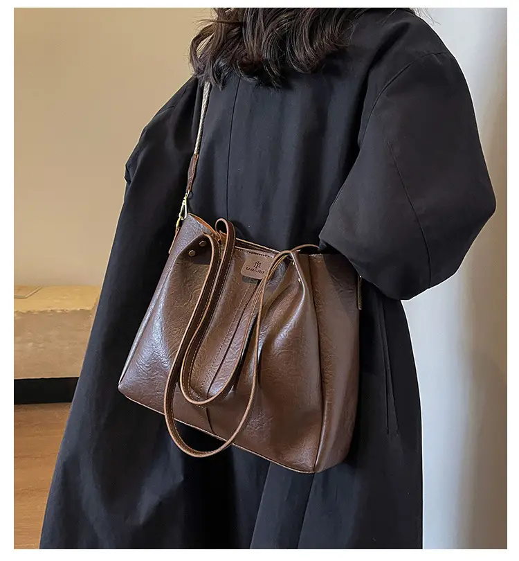 Meilade Women's Large Capacity Vintage Shoulder Bag Brown — feature 10