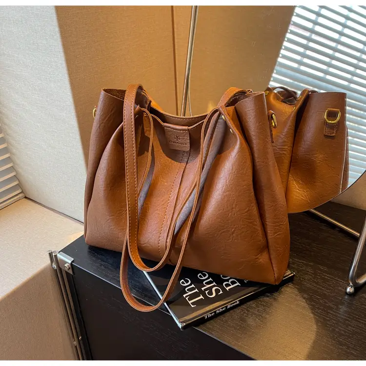 Meilade Women's Large Capacity Vintage Shoulder Bag Brown — feature 21