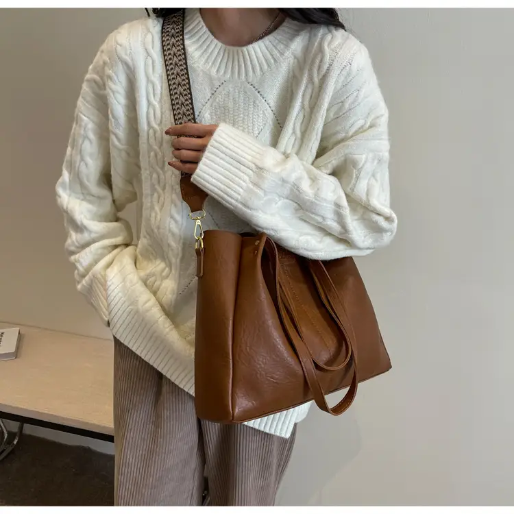Meilade Women's Large Capacity Vintage Shoulder Bag Brown — feature 30