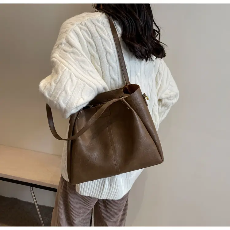 Meilade Women's Large Capacity Vintage Shoulder Bag Brown — feature 35