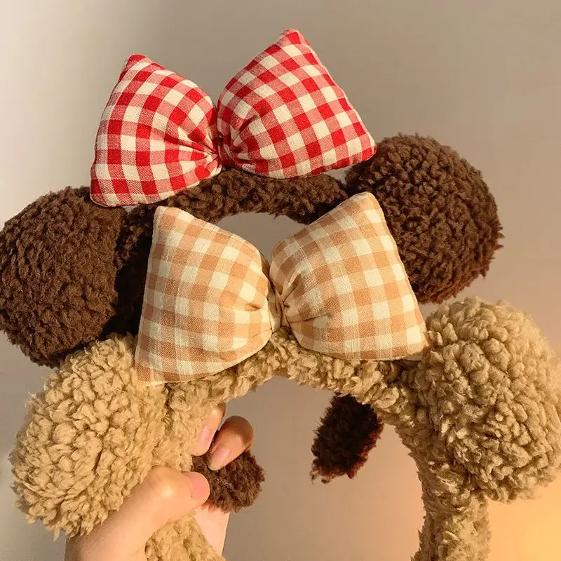 Brown Bear Hairband with Plush Bow for Girls - Image 5