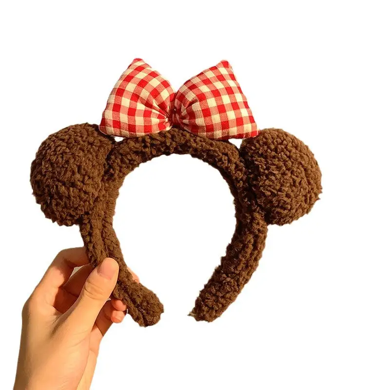 Brown Bear Hairband with Plush Bow for Girls - Image 7