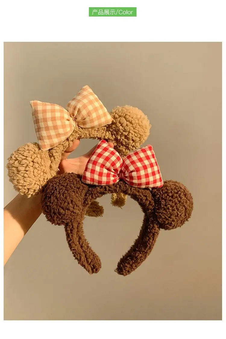 Brown Bear Hairband with Plush Bow for Girls — feature 3