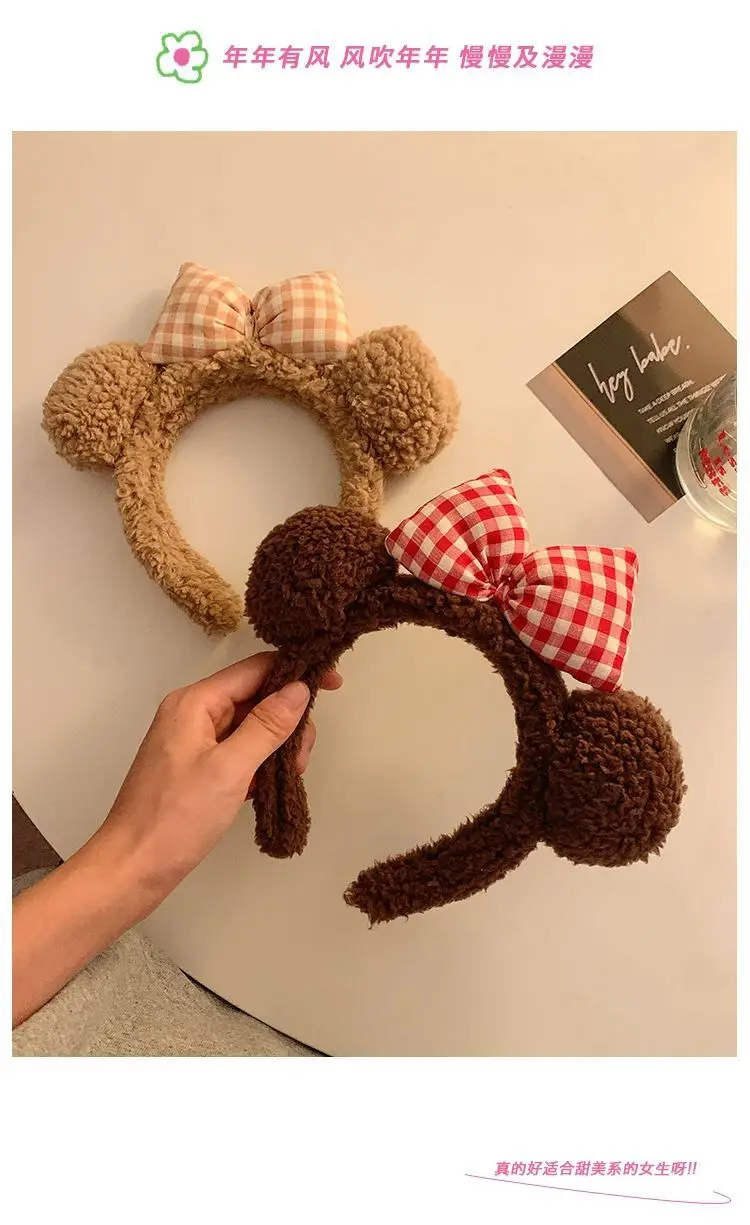 Brown Bear Hairband with Plush Bow for Girls — feature 5