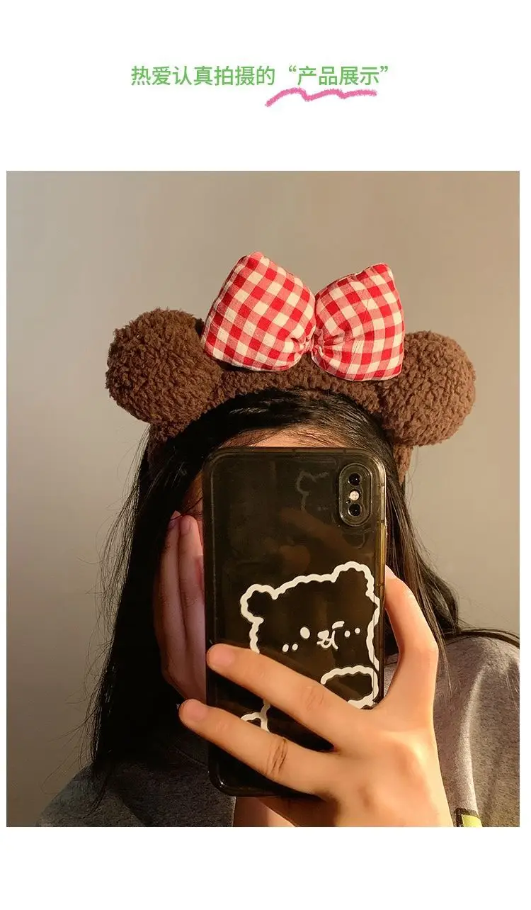 Brown Bear Hairband with Plush Bow for Girls — feature 7