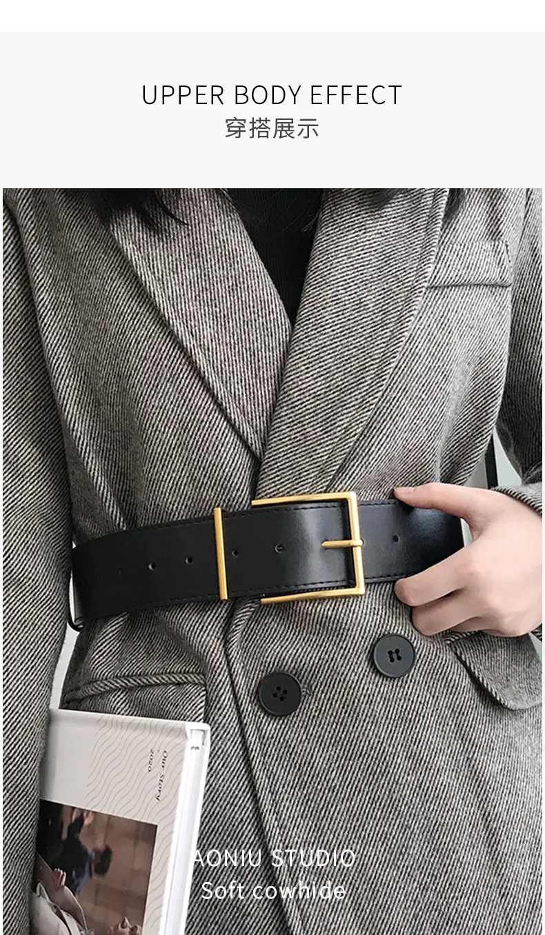 Black Square Buckle Belt for Women Wholesale — feature 31