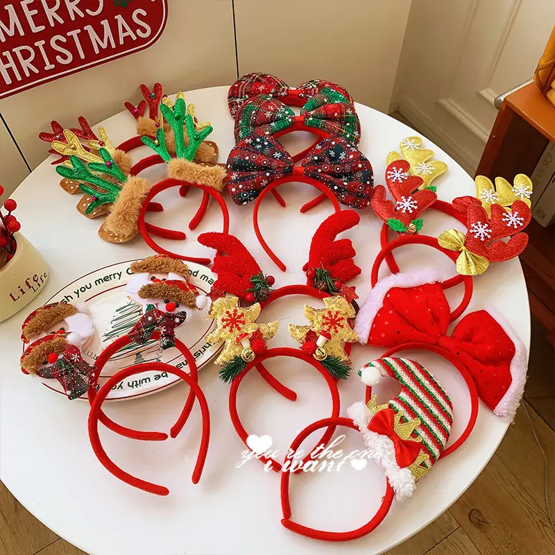 Christmas Antler Hairbands with Big Bow Decor - Image 9