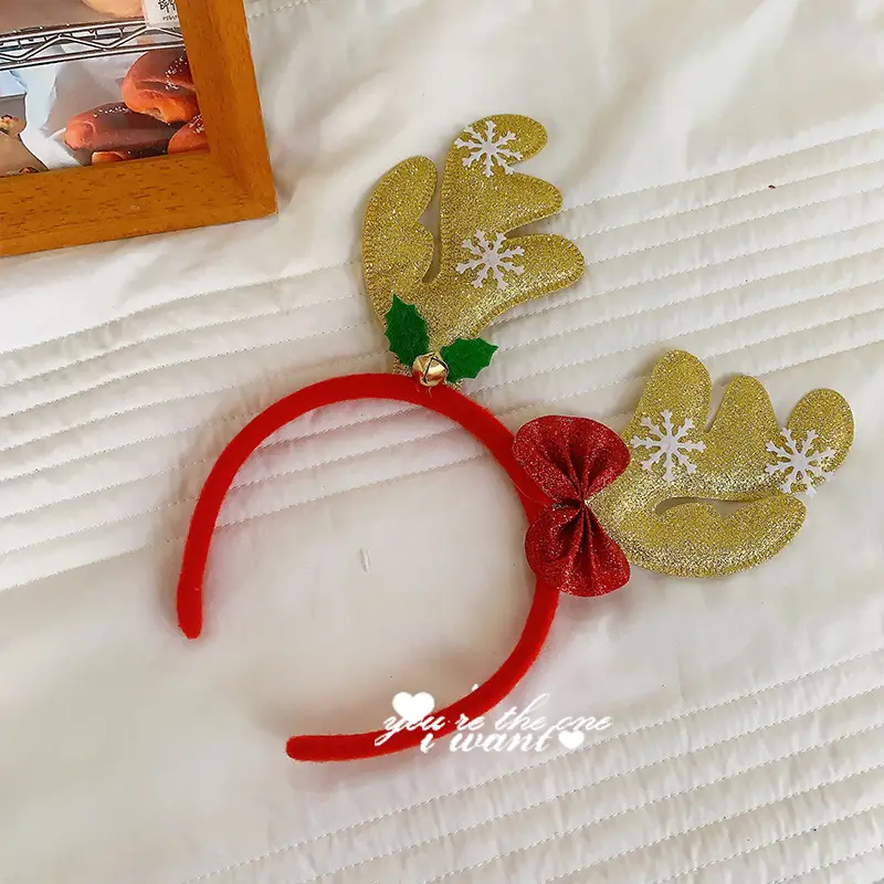 Christmas Antler Hairbands with Big Bow Decor - Image 3