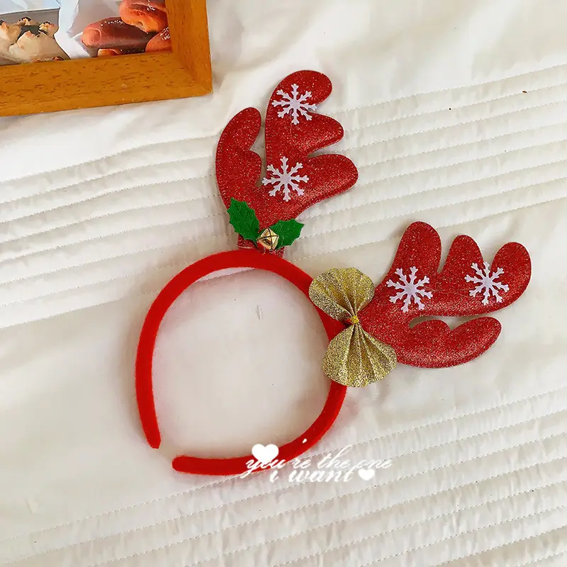 Christmas Antler Hairbands with Big Bow Decor - Image 4