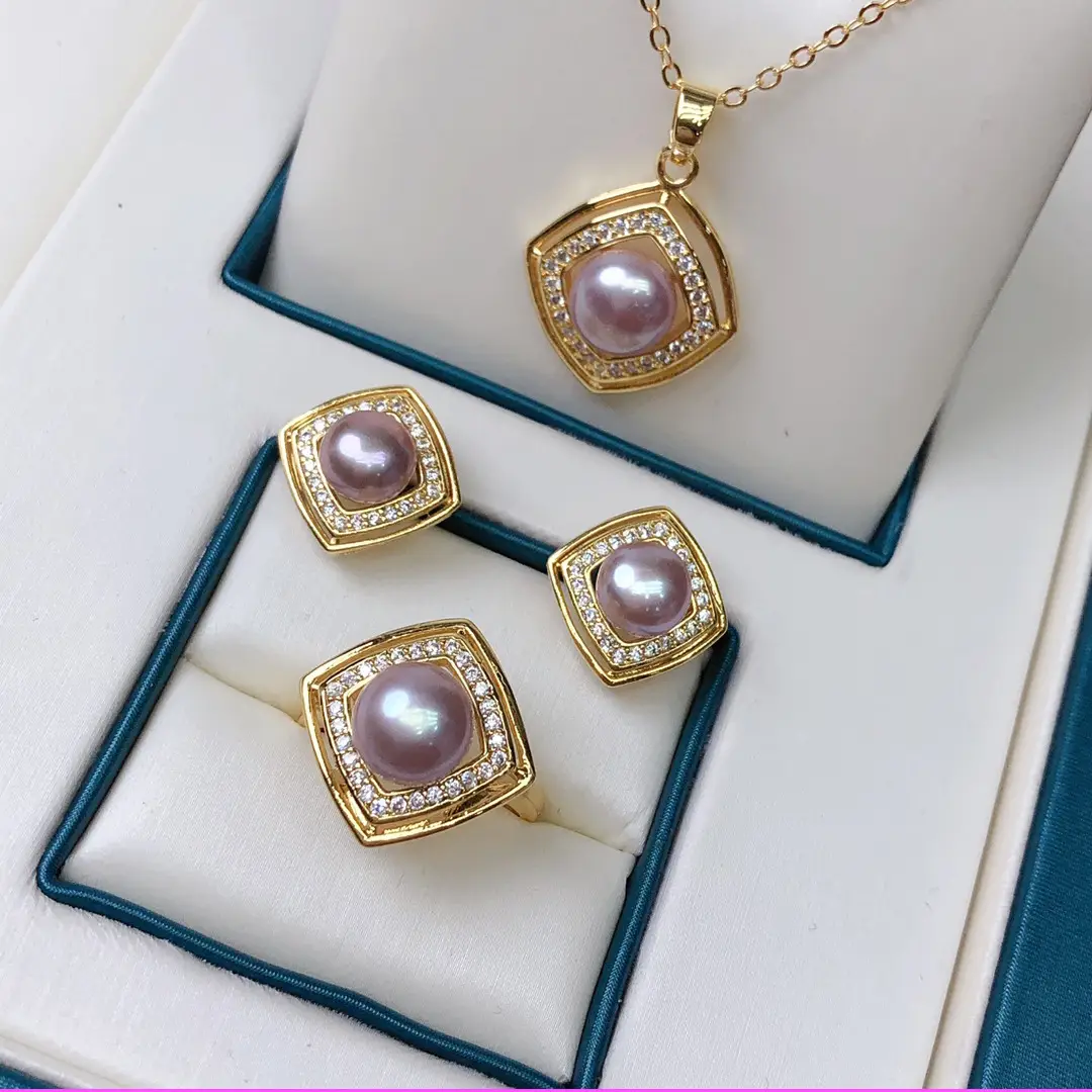 18K Gold-Filled Pearl Set Three-Piece 8-9mm - Image 3