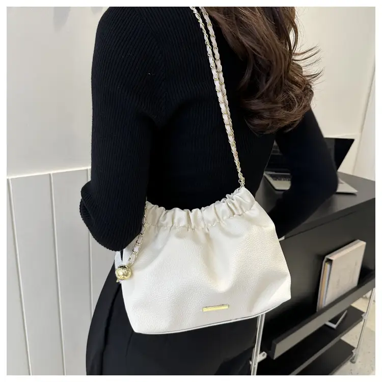 Black Pleated Chain Shoulder Bag for Women 2023 — feature 24