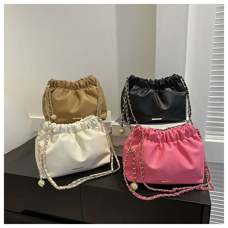 Black Pleated Chain Shoulder Bag for Women 2023 — feature 25