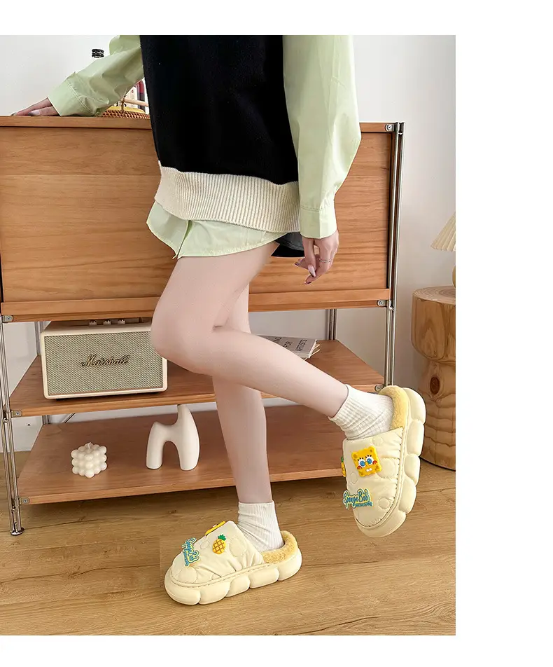 Cotton-padded slippers waterproof non-slip couple's home warm cute sponge baby cartoon woolen slippers autumn and winter — feature 13