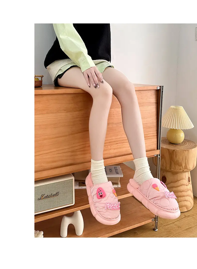 Cotton-padded slippers waterproof non-slip couple's home warm cute sponge baby cartoon woolen slippers autumn and winter — feature 14