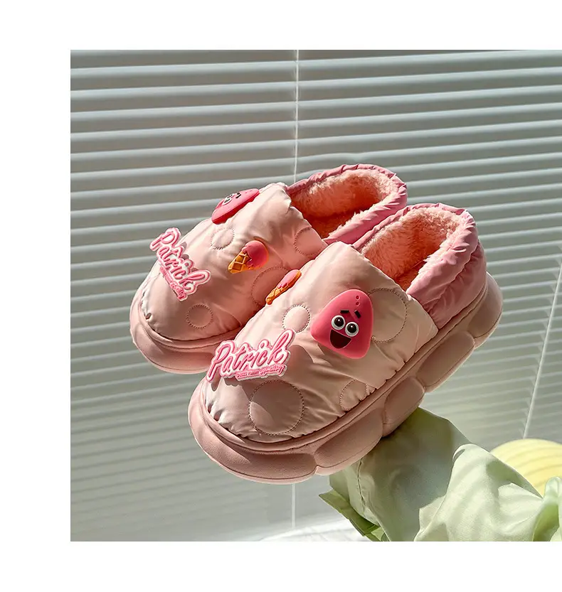 Cotton-padded slippers waterproof non-slip couple's home warm cute sponge baby cartoon woolen slippers autumn and winter — feature 19