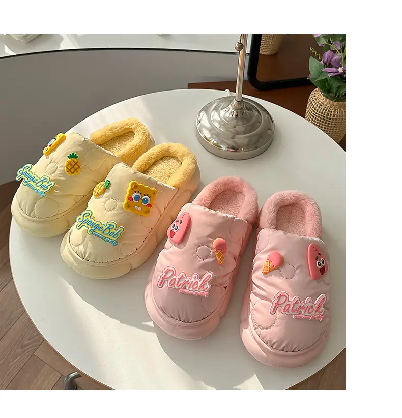 Cotton-padded slippers waterproof non-slip couple's home warm cute sponge baby cartoon woolen slippers autumn and winter — feature 20
