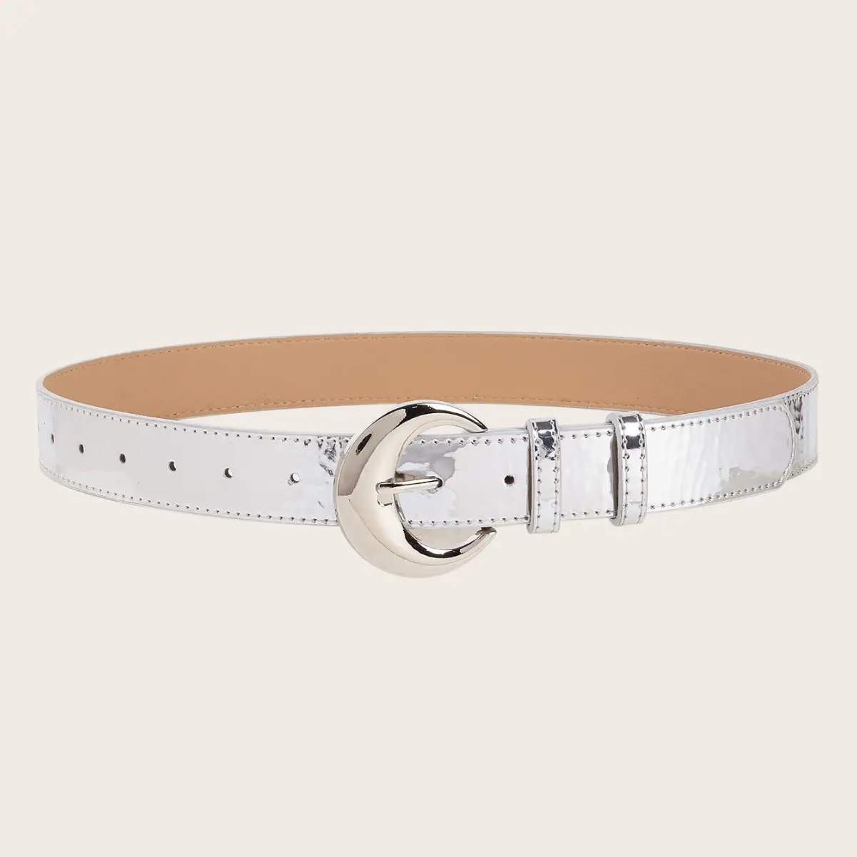 Mirror Silver Buckle Belt for Women Retro Style - Image 2