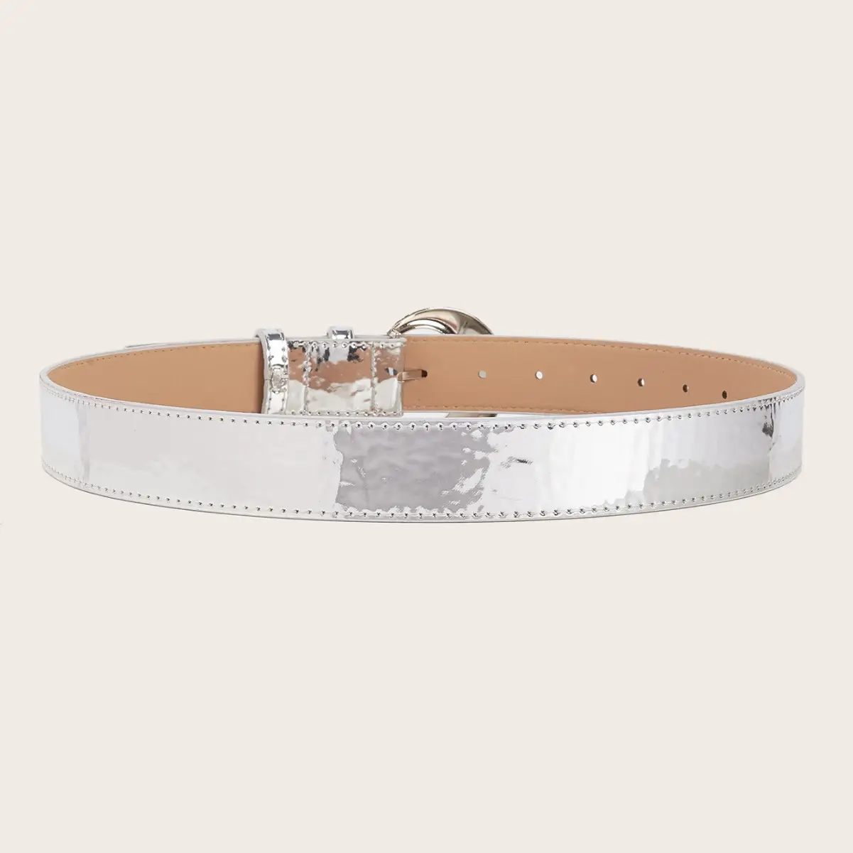 Mirror Silver Buckle Belt for Women Retro Style - Image 3