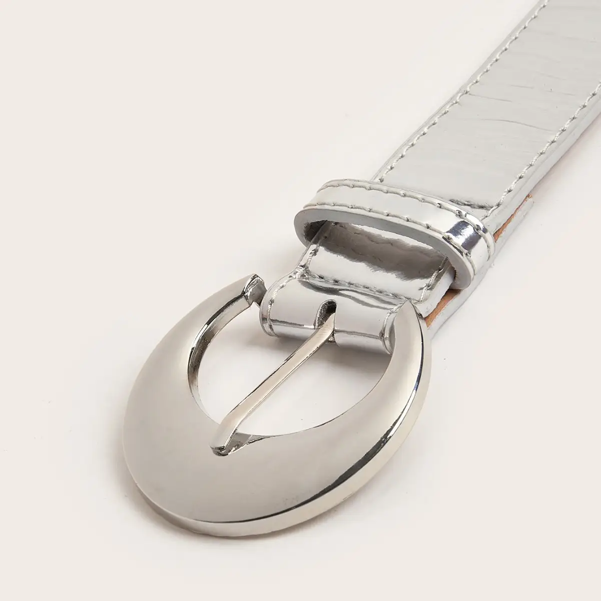 Mirror Silver Buckle Belt for Women Retro Style - Image 4