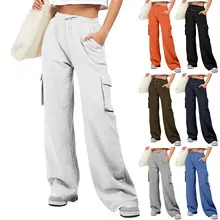 Women Wide Leg Pants Elastic Belt Summer Casual — feature 2