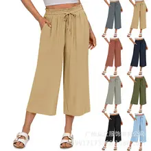 Women Wide Leg Pants Elastic Belt Summer Casual — feature 8