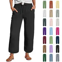 Women Wide Leg Pants Elastic Belt Summer Casual — feature 9