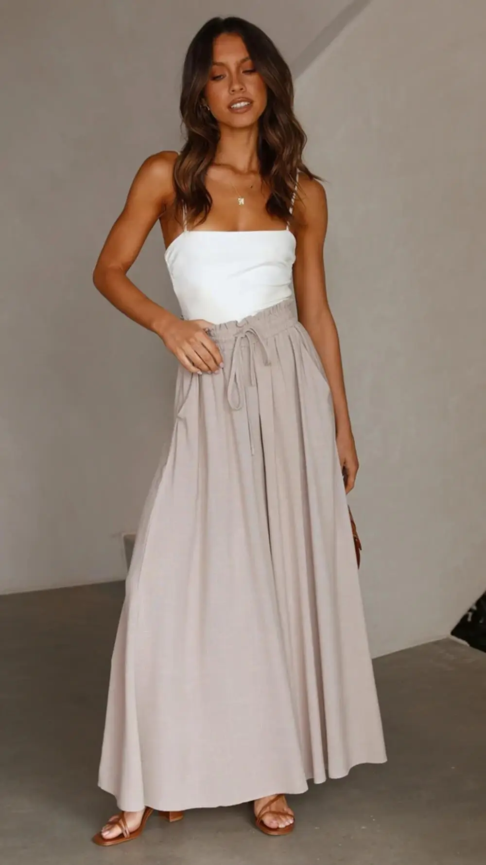 Women Wide Leg Pants Elastic Belt Summer Casual - Image 6