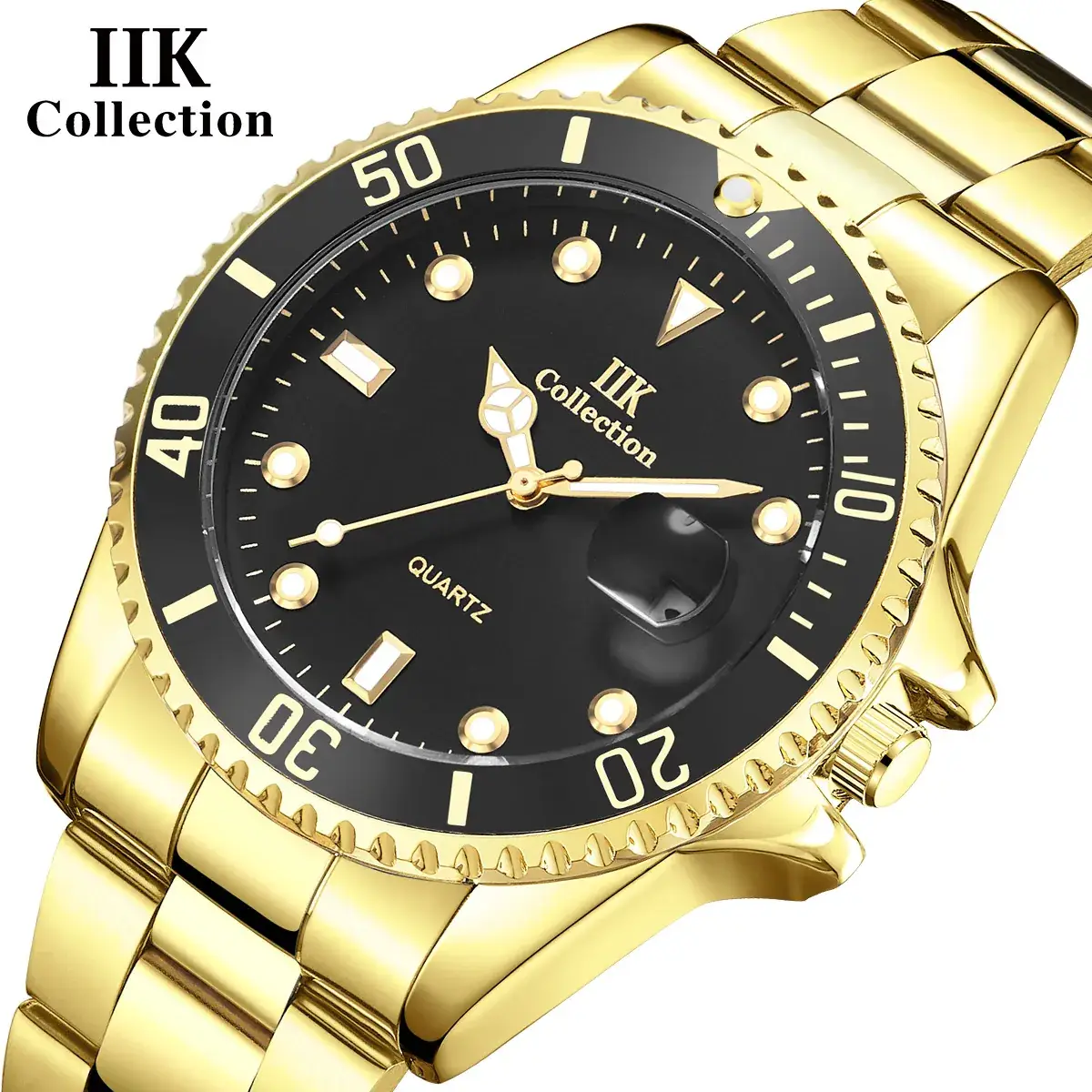 IIK Golden Steel Belt Waterproof Ghost Watch for Men - Image 23