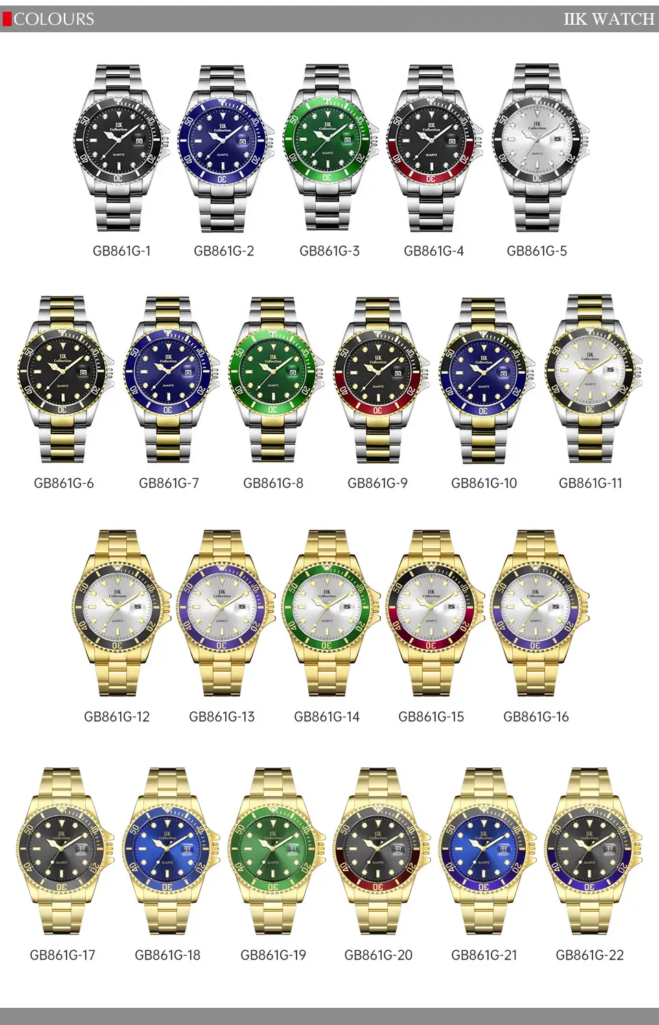 IIK Golden Steel Belt Waterproof Ghost Watch for Men — feature 2