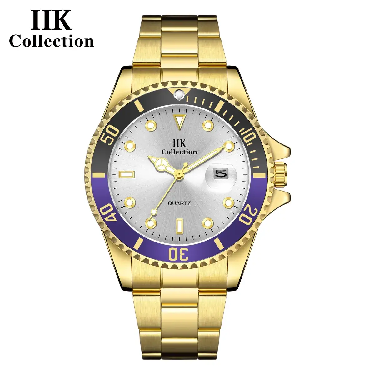 IIK Golden Steel Belt Waterproof Ghost Watch for Men - Image 16