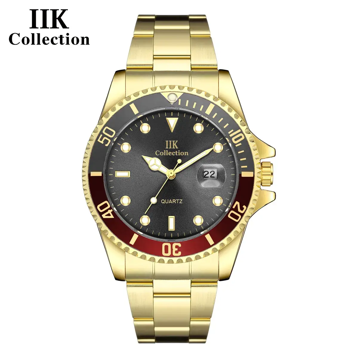 IIK Golden Steel Belt Waterproof Ghost Watch for Men - Image 20
