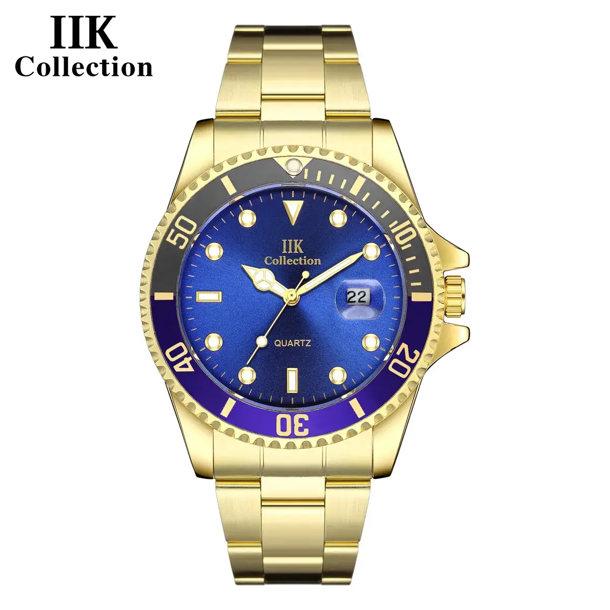 IIK Golden Steel Belt Waterproof Ghost Watch for Men - Image 21