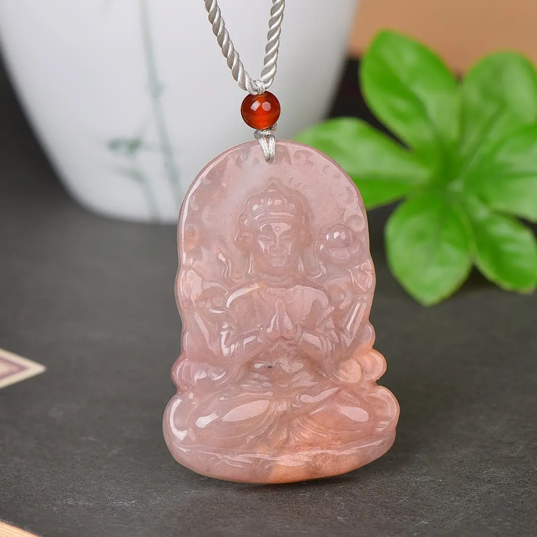 Exquisite Gold Silk Jade "Four Arm Guanyin" Pendant - Image 3