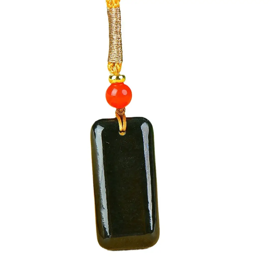 Hetian Jade "To Be No. 1" Necklace Black Red