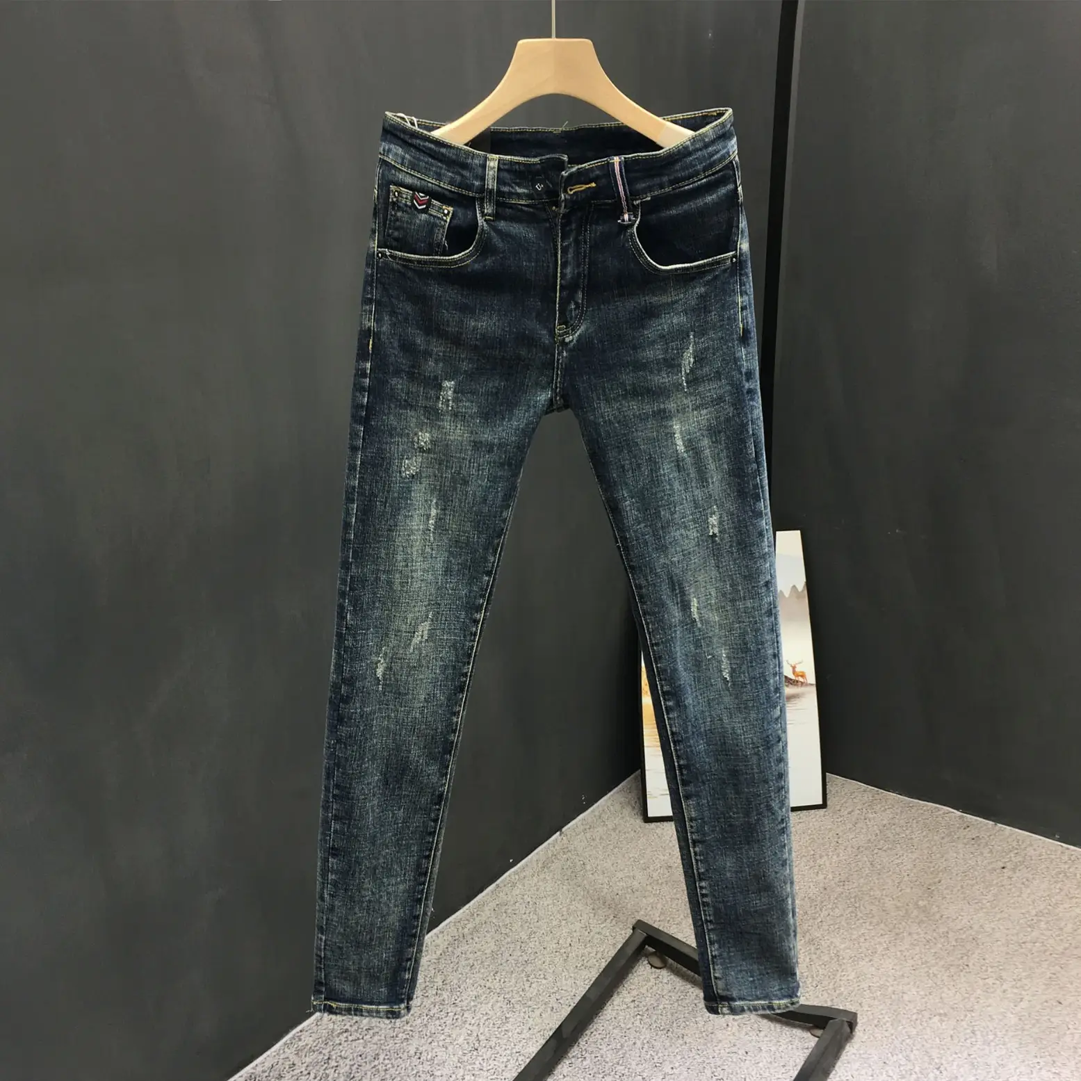Men Slim Fit Blue Denim Jeans 2024 Trendy - Image 5