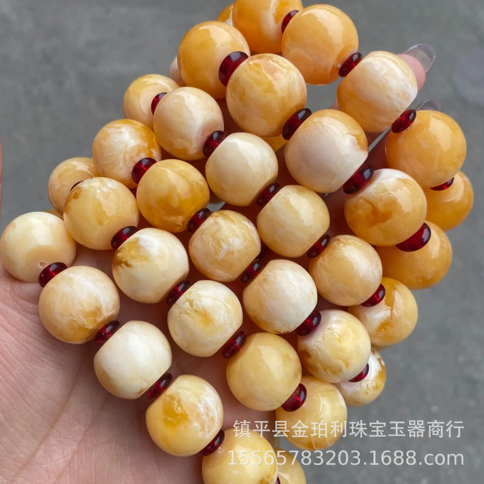 Russian Beeswax Bracelet White Demon Flower Amber Yellow — feature 12