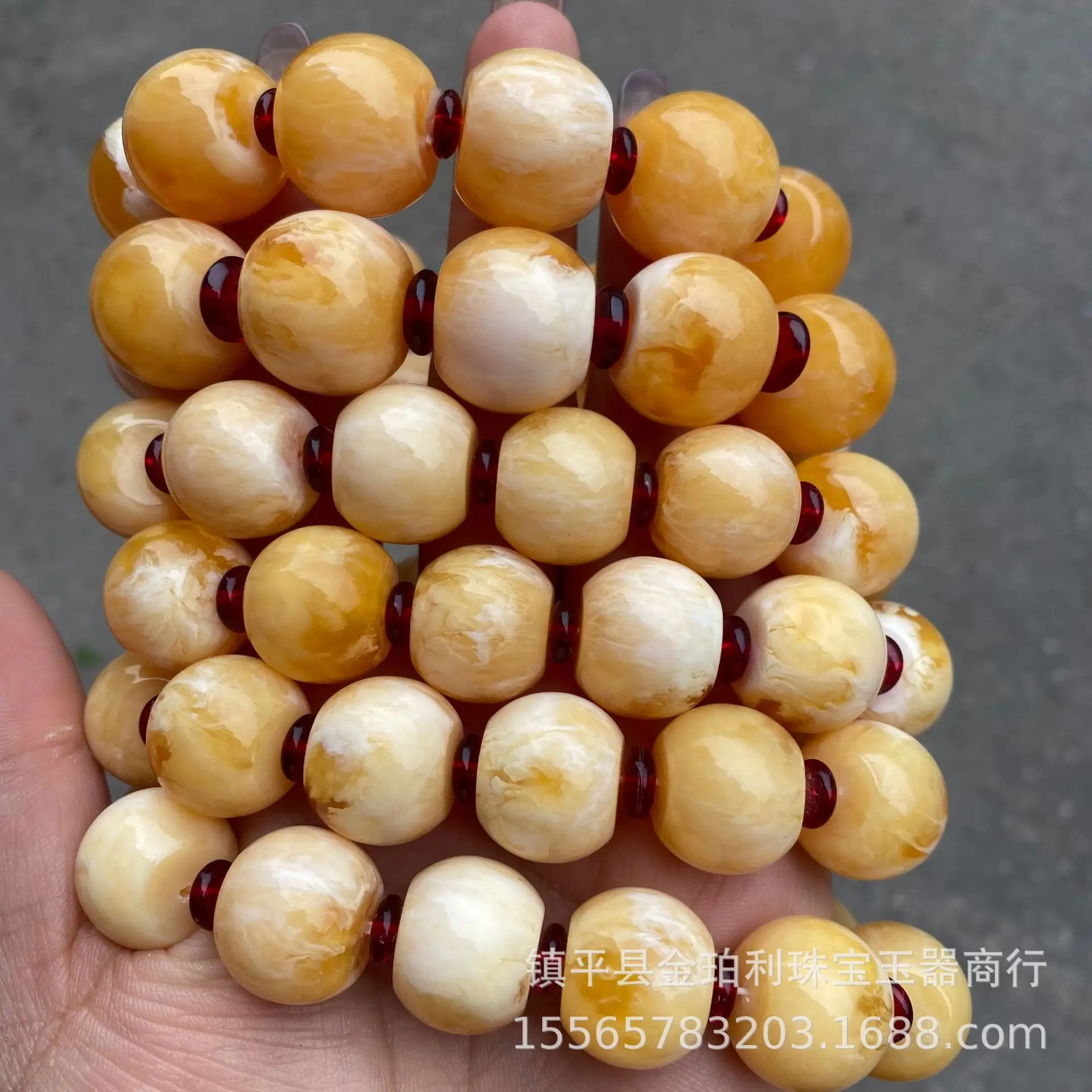 Russian Beeswax Bracelet White Demon Flower Amber Yellow — feature 16