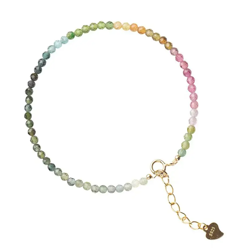 Natural Crystal Raw Ore Rainbow Tourmaline Bracelet