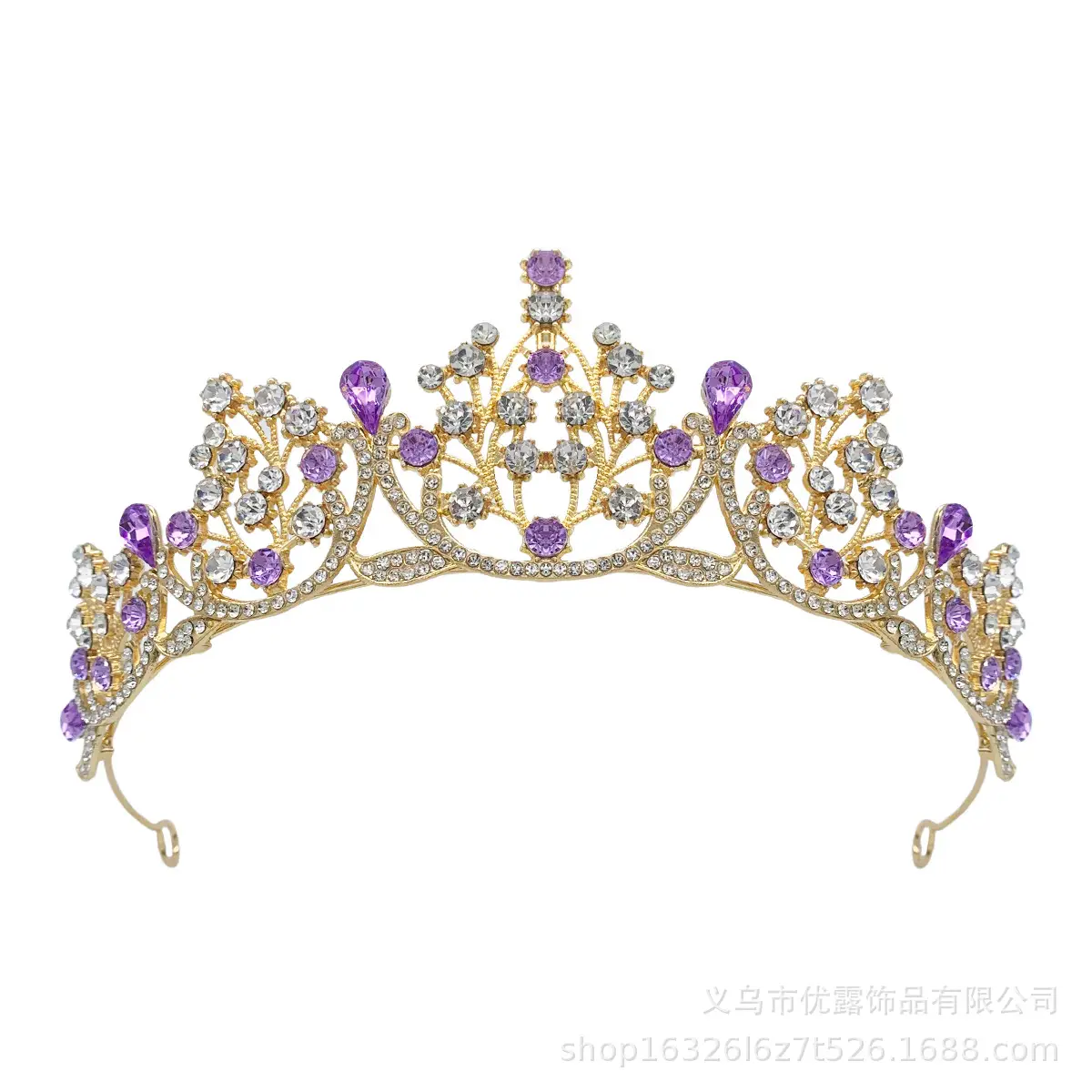Cross-Country Bridal Crown with Drop Diamonds for Girls — feature 5